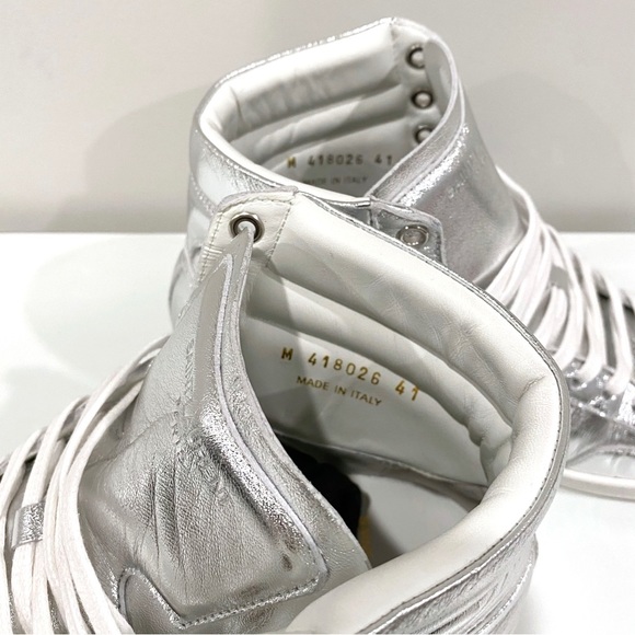 Saint Laurent Argento Metallic Silver Sneakers sz US-8 EU-41 - Picture 9 of 12